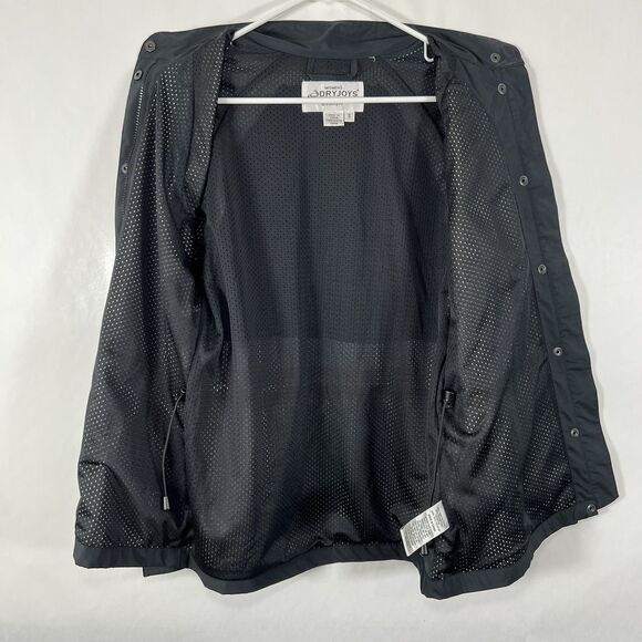 DryJoys by FootJoy Full Zip Snap Rain Jacket Womens Size Small Black Windbreaker - Picture 11 of 16